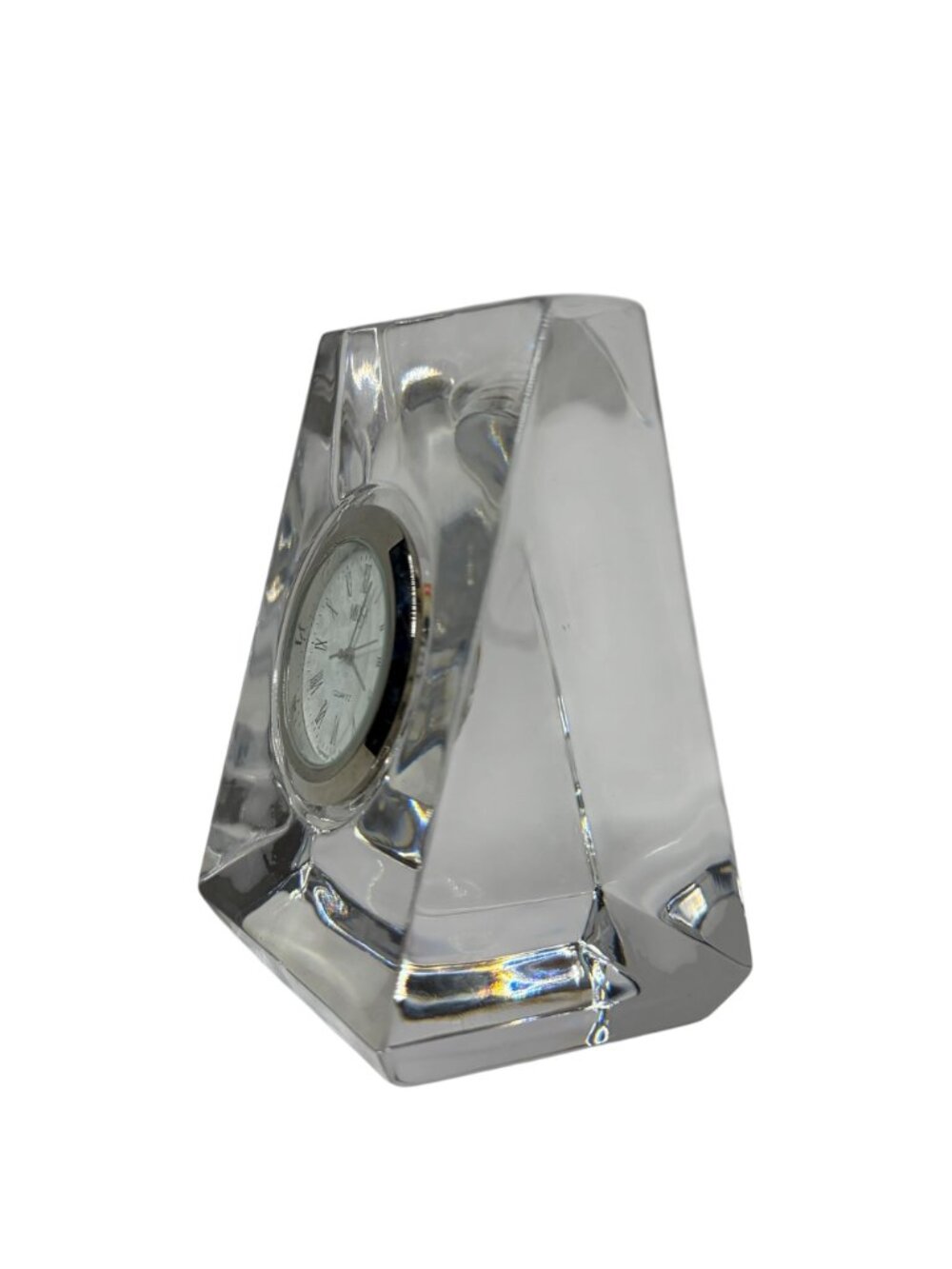 Mikasa Solitaire Crystal Square Clock Quartz Desk Paperweight Table Clock w/ Box - Picture 9 of 9